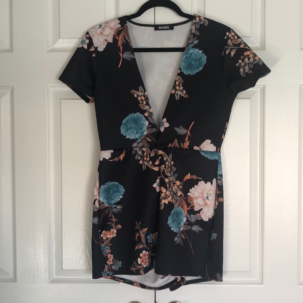 Floral Deep V Neck Romper